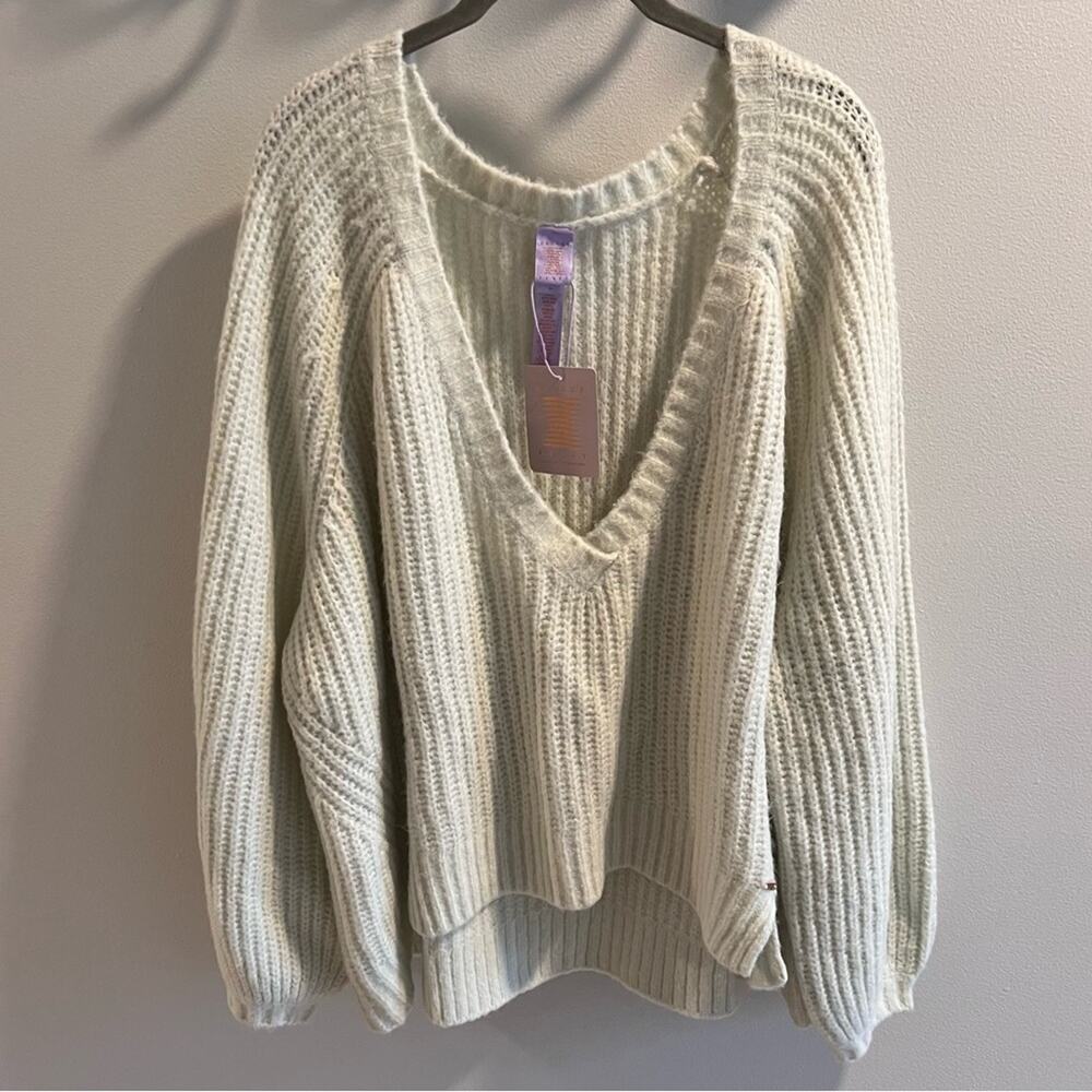 NWT Savage X Fenty Fuzz Fit Mint V-Neck Sweater Size 3X